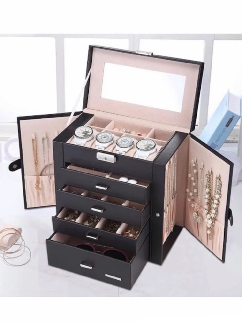 Homde Black Jewelry Box And Organizer